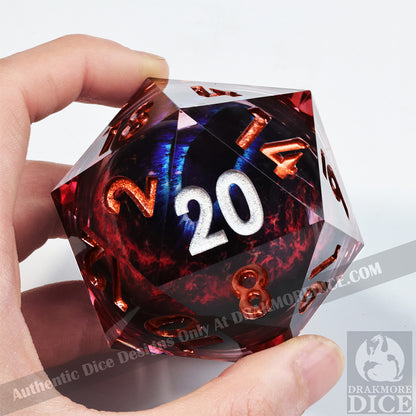 50 mm Dragon Eye Series: Mordryn the Bloodmoon TTRPG Single D20 Dice - Drakmore Dice