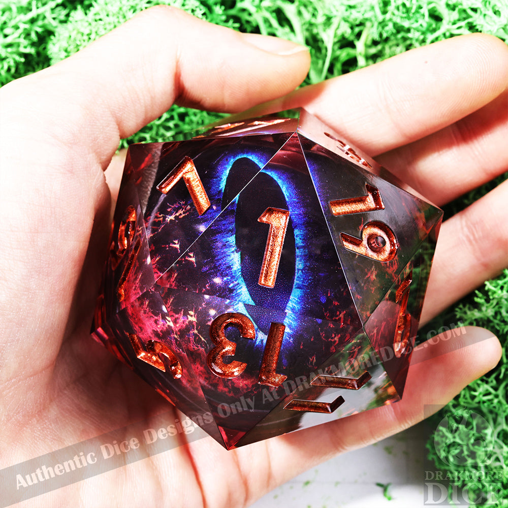 50 mm Dragon Eye Series: Mordryn the Bloodmoon TTRPG Single D20 Dice - Drakmore Dice