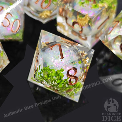 Song of the Verdant Glade: Handcrafted Resin TTRPG Dice Set - Drakmore Dice