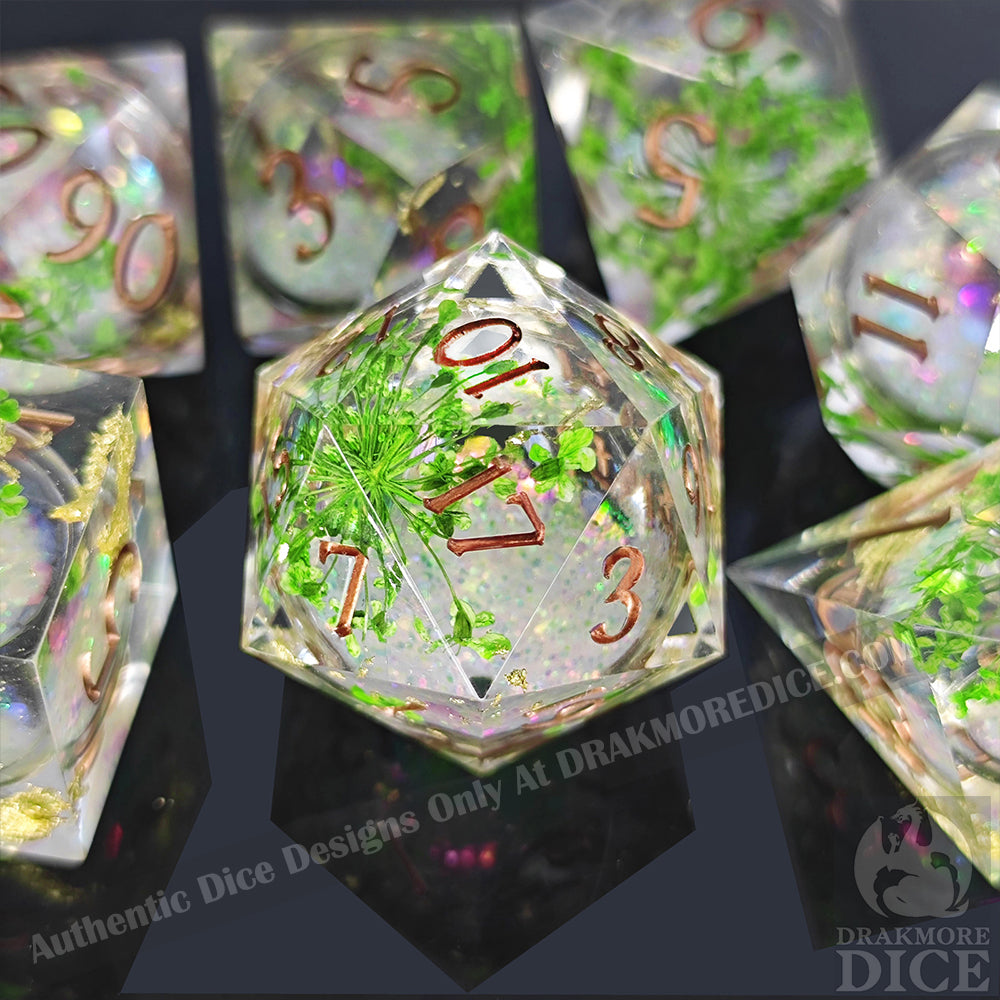 Song of the Verdant Glade: Handcrafted Resin TTRPG Dice Set - Drakmore Dice