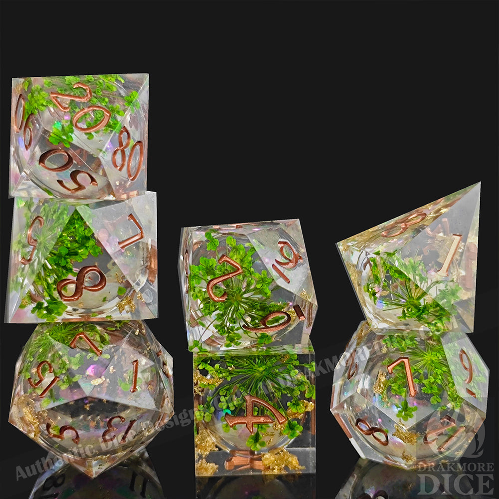 Song of the Verdant Glade: Handcrafted Resin TTRPG Dice Set - Drakmore Dice