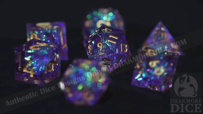 Olive Galaxy: Handcrafted Resin TTRPG Dice Set