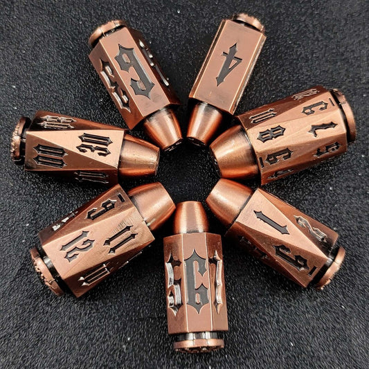 Tactical Precision: Copper Edition - 7-piece Bullet Shaped Metal TTRPG Dice Set